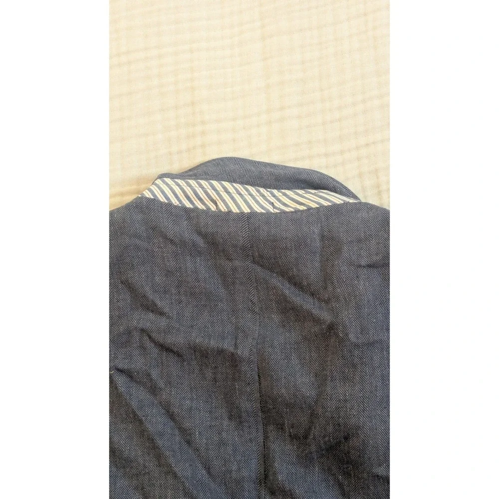 Egara 54L Slim Fit Linen Rayon Blend Blazer Unstructured Blue Herringbone Summer